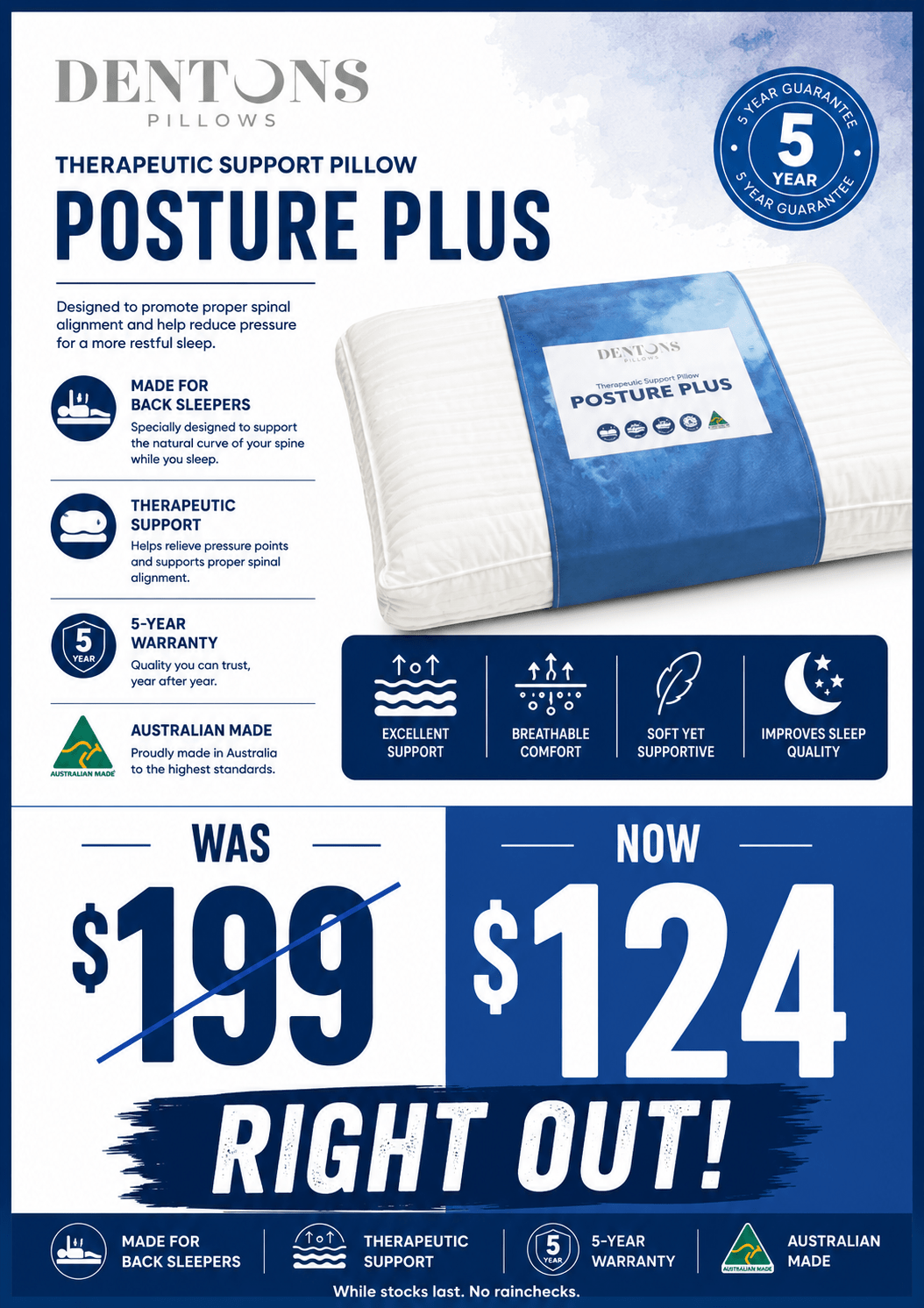 Dentons - Posture Plus Pillow - Beds for Backs