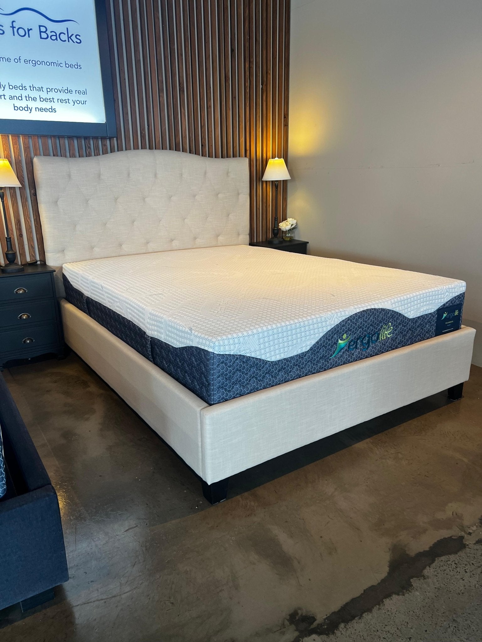 Mlily Prestige Soft Beige Bedhead and Base - Beds for Backs