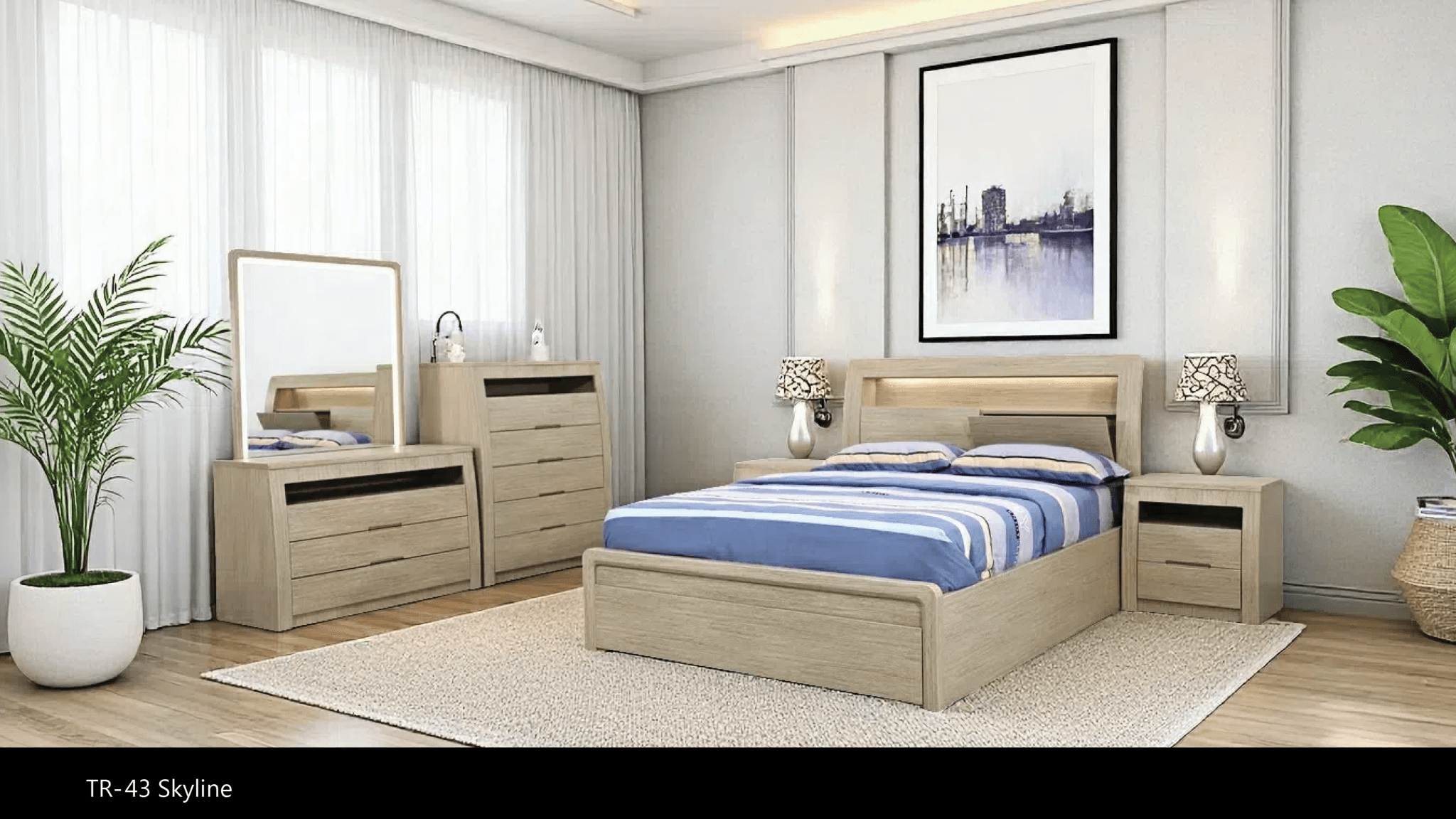 Skyline Bed Frame, Gas Lift & End Drawer - Sand - Beds for Backs