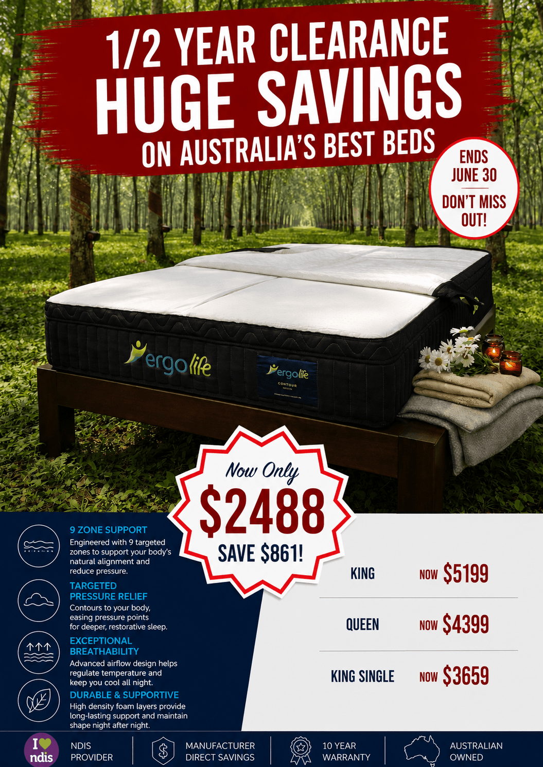 Ergolife Contour Select - With Natural Foam - Beds for Backs