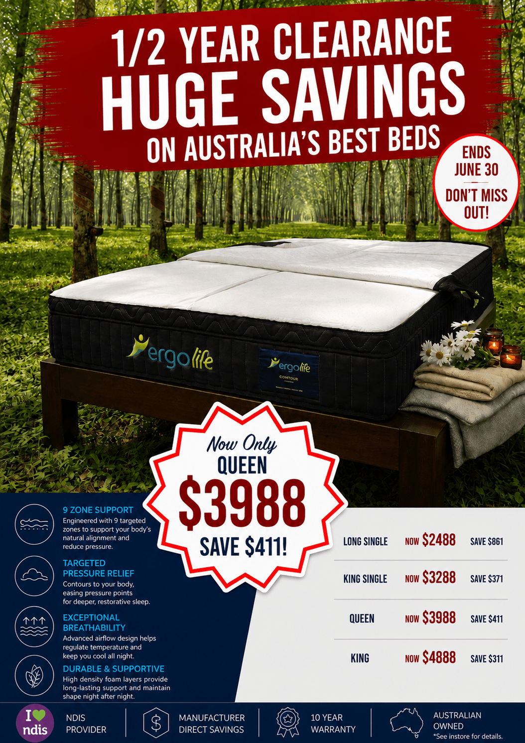 Ergolife Contour Select - With Natural Foam - Beds for Backs