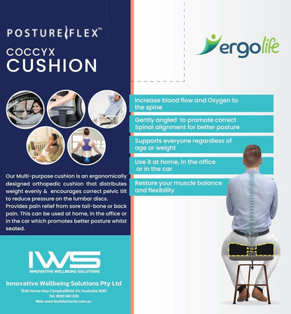 Ergolife Posture Flex Latex Coccyx Cushion - Beds for Backs