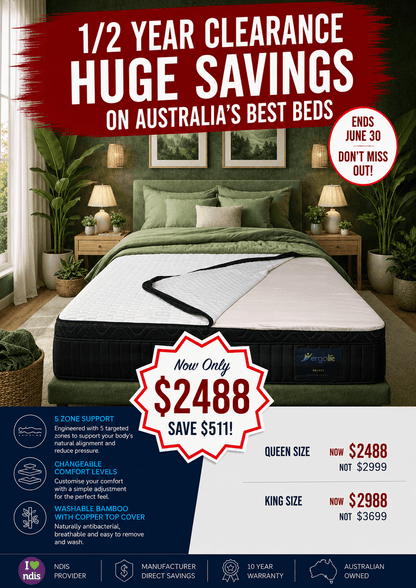 Ergolife Select 5 Zone, Changeable comfort levels; washable Bamboo with Copper Top cover - Beds for Backs