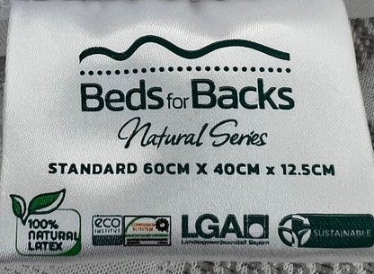 ErgoLife Standard 100% Natural Latex Pillow 12.5cm - Beds for Backs