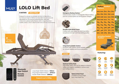 MLily Electric Bed - LOLO Lift Bed with Trendelenburg Motion. - Beds for Backs