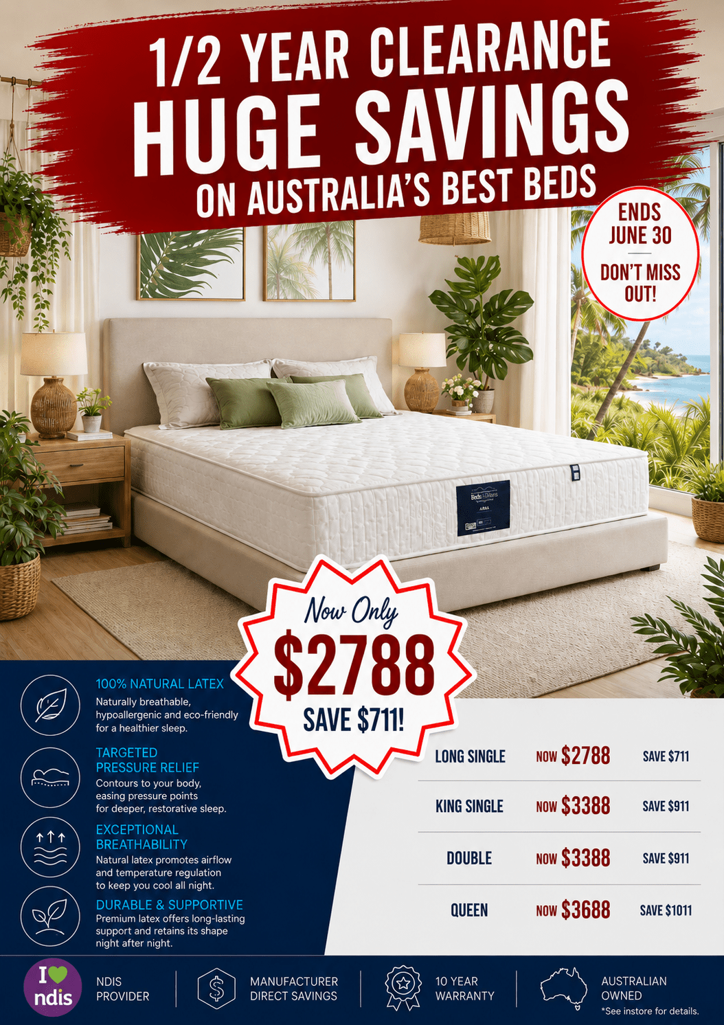 Organic Latex - The Aero Mattress ‘Athletes Choice’ - Beds for Backs