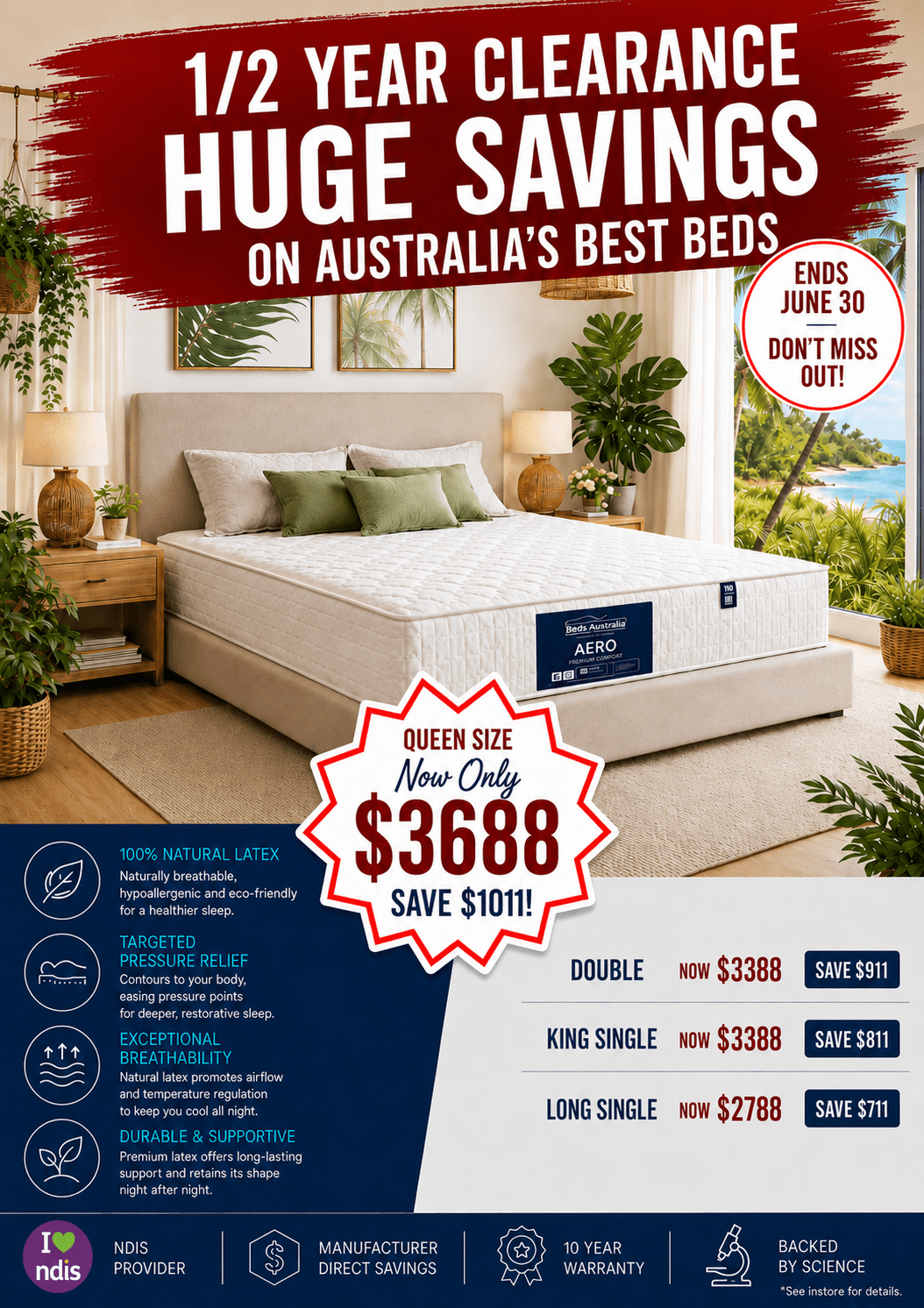Organic Latex - The Aero Mattress ‘Athletes Choice’ - Beds for Backs