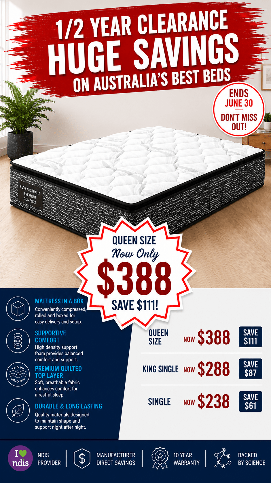 Physio Mattress - Budget Conscious - Beds in a Box. - Beds for Backs