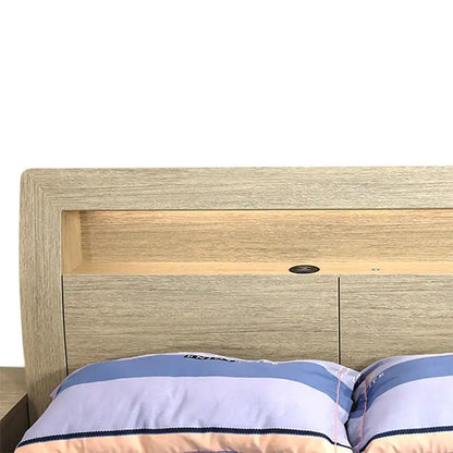 Skyline Bed Frame, Gas Lift &amp; End Drawer - Sand - Beds for Backs