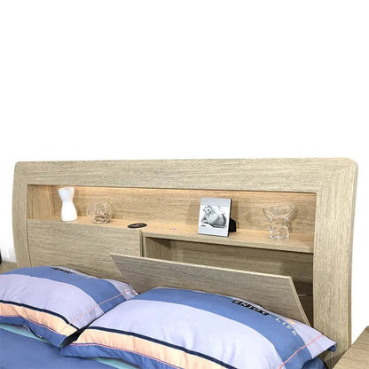 Skyline Bed Frame, Gas Lift &amp; End Drawer - Sand - Beds for Backs