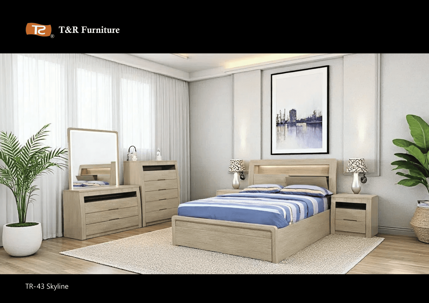 Skyline Bed Frame, Gas Lift &amp; End Drawer - Sand - Beds for Backs