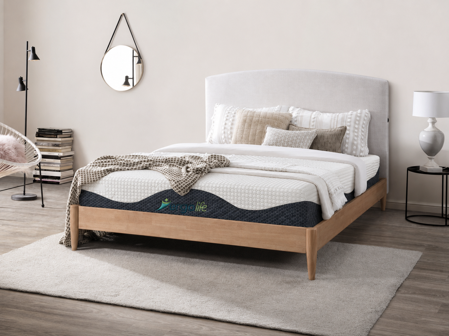 TILDA QUEEN BED W/UPH BH&amp;USB CHARGER-SANDSTONE